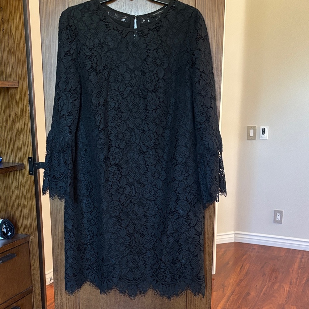 Banana Republic Black Lace Long Sleeve Dress